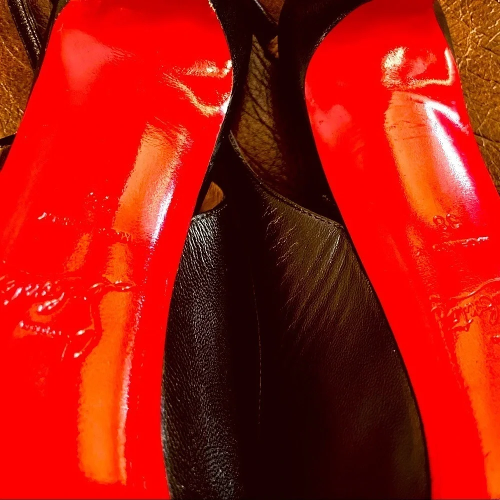 Christian Louboutin, Private number kid leather sling back platform peep EU37.5